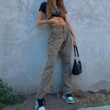 streetwear y2k multi-pocket cargo pants women jeans bf high waisted jeans loose grey casual trousers mom jeans for