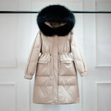 Waterproof Winter Women's Long Puffer Jacket 2022 Big Real Raccoon Fur Hooded Duck Down Coat Female Rain Feather
