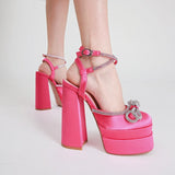 High Heels Wedding Shoes Women New Summer Sexy Sandals Women's Party Bow-knot Nightclub Banquet Shoes Platform Woman