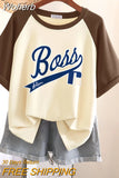 100 Cotton L-3XL Plus Size T Shirt Contrast Color Tshirt Short Sleeve Women's Top Summer Kawaii Couple O Neck T Shirts-Outfit