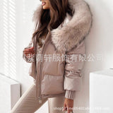 B7K Explosion Winter Cotton Clothes Women's Winter New Large Wool Collar Cotton Clothes Simple Thick To Keep Warm