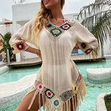 Dress For Summer The Beach Cover Up 2021 Bathroom Outlet Ins Web Languid Lazy Flower Smock Print Polyester Swimsuit