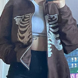 Female Sweatshirt Harajuku Oversized Hoodies 90s Vintage Women E-girl Gothic Clothes Streetwear Autumn Zip Up Coat