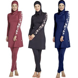Large Size Printed Floral Full Cover Muslim Swimwear Women Islamic Conservative Swimsuit Hijab Beachwear Bathing