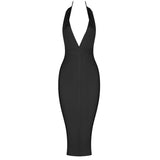 Quality Pink Purple V-neck Backless Bodycon Rayon Bandage Dress Sexy Club Party Dress