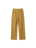 2023 Women Spring Straight Pants Casual Solid Linen Zipper Full Length Pant Female Elegant Street OL Trousers Clothing-Outfit