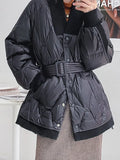 New Luxury Design Women Winter Down Jacket Solid Sashes Coat Female 90 White Duck Puffer Down Parka Sweet Office