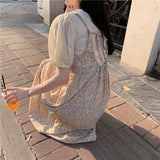 Dress Women Korean Style Floral Shirring Casual Summer Holiday Sweet Preppy New Elegant Simple Female Breathable Ins-Outfit