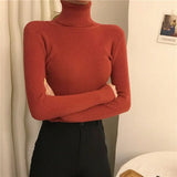 Warm Sweater Female 2019 New Fashion Rainbow Sweater Ladies High Collar Short Corp Tops