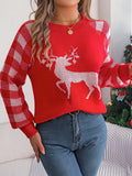 Shooting 2025 Autumn And Winter Casual Lattice Deer Long Sleeve Jacket Sweater Christmas Women's