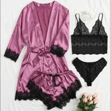 New Ladies Pajamas Four-Piece Sexy Sling Skirt Set Home Lace Pajamas