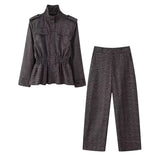 Spring Shirt Set High-Rise Comfortable Elegant Printed Trousers