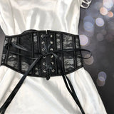 Rubber Bone Short Lace Mesh Outside Lashing Belt Lumbar Lolita Fish Bone