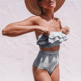 Striped Bikini 2019 New Arrival Strapless Sexy Bikinis High Waist Swimwear Women Ruffles Swimsuit Brazilian