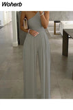 Europe and America Concise Sexy Elegant One-shoulder Pure Color Asymmetric Comfortable Jumpsuit Elegant Woman Jumpsuit 601-1-Outfit