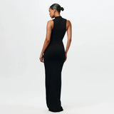 Summer New Women's Fashion Pure Color Round Neckless Strapped With Body-Body-Body-Suited Dress