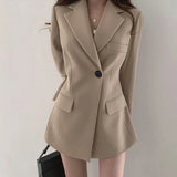 Shoulder Loose Thin Black Small Suit Jacket Woman 2025 New Korean Long-Sleeved Suit
