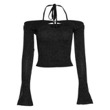 Woherb 2023 New Women's Solid Color T-Shirt Hanging Neck Fashion Slim Back Sexy Vest Suit Women-Outfit
