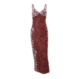 Woherb Girl Dress Sexy French Tea Break Vintage Dress Ins Summer Print Show Thin Halter Dress Woman-Outfit