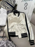 Fashion High Quality Color Contrast Baseball Uniform Jacket Unisex Long Sleeve Zipper Jogger Coat For Ladies Stylish-Outfit