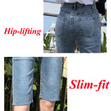 2024 Women's Denim Shorts Summer Bodycon Biker High Waisted Short Pants Woman Streetwear Knee Length Jean Shorts Female-Outfit