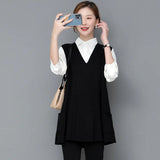 Woherb Autumn Long Loose Wear V-Neck Knit Thin Vest Vest New Large Size Set Vest Female-Outfit