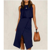 Women's Shift Dress Maxi long Dress Green Black Peacock Blue Sleeveless Solid Color Spring Summer Casual Daily