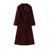 Autumn New Female Retro Leisure Double Buckle With Belt Long Hair