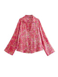 2023 Women Summer Blouses Shirts Tops Fashion Floral Print Satin Female Casual Loose Elegant Tops Clothing XX9177-Outfit