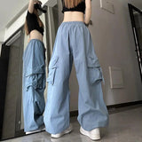 Streetwear Y2K Cargo Pants Women Harajuku Hip Hop Big Pockets Wide Leg Trousers Woman Korean Loose High Waist Casual Pants-Outfit