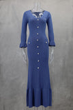 2025 Long-Sleeved Dress With Slim Skinny Knitted Long-Sleeved