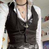 Women's Dressy Waistcoat Racerback Vest Tuxedo Suit Waistcoat Vintage Steampunk Jacquard Jacket Punk Style