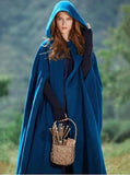 Solid Cloak Woman Cape Hooded Long Fashion Coat Cosplay Party Sleeveless Winter Cardigan Halloween Festival