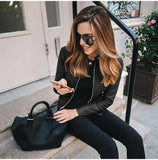 Motorcycle Leather Jacket Classic Slim Woman Short Jacket Streetwear Casual Oversized Solid Zipper Female Outwear Coat