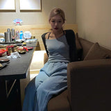 Korean Fashion Patchwork T-shirts Grunge Y2k Tops Kpop Streetwear Sexy Slim Tee Shirt Square Collar Kawaii Chic