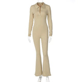 Fashion Turn-down Collar Jumpsuit Women 2022 Winter Long Sleeve Wide Legs Jumpsuits Femme Streetwear Lapel Body