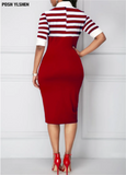 Bodycon Dresses for Women 2023 Summer Party Dress Dashiki Stripe Patchwork Ankara Clothes Plus Size Christmas Robe Femme-Outfit
