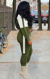 Winter Contrast Color Crop Top and Pants 2 Piece