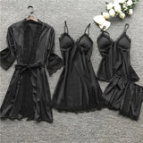 Pajamas Women's Pyjamas Four-Piece Korean Version Of Sling Pyjamas Women's Home Clothes With Chest Cushions Pajamas Pajamas