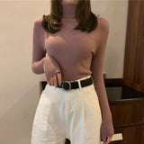 Turtleneck Sweaters Autumn Women Knitted Pullovers Elastic Jumper Soft Long Sleeve Korean Slim Ladies Basic Top New