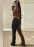 Winter Contrast Color Velour Zipper