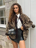 Women's Autumn And Winter Leopard Print Casual Loose Long-Sleeved Coat Women
