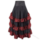 Women's New Wish Retro Solid Color Before The Short And After The Long Irregular Splicing Lotus Leaf Side High-Waisted Splicing Cake