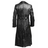 Leather High Waist Fashion Casual Men Long Sleeve Trench Coat Solid Color Medival Coat-Outfit