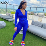 Kliou autumn new women hooded zipper pocket long sleeve tops sporty leggings matching set workout bodycon casual stretchy