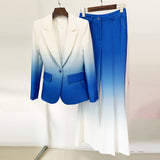 New Fashion Temperament Gradient Color Repair Suit Horn Trouser Set Two