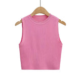 Summer New Top Sleeveless Short Knitted Vest Female