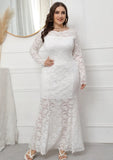Lace Long Sleeves Plus Size Evening