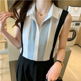2021 New Vest Shirt Women Sleeveless Chiffon Shirt Cardigan Fashion Striped Shirts Lady Tops Blusas Casaul Clothes