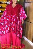 Hijab African National Sequins Party Dress Women Casual Sexy Lady Tassel Maxi Dress Ramadan Vintage Abayas Elegant Dress-Outfit